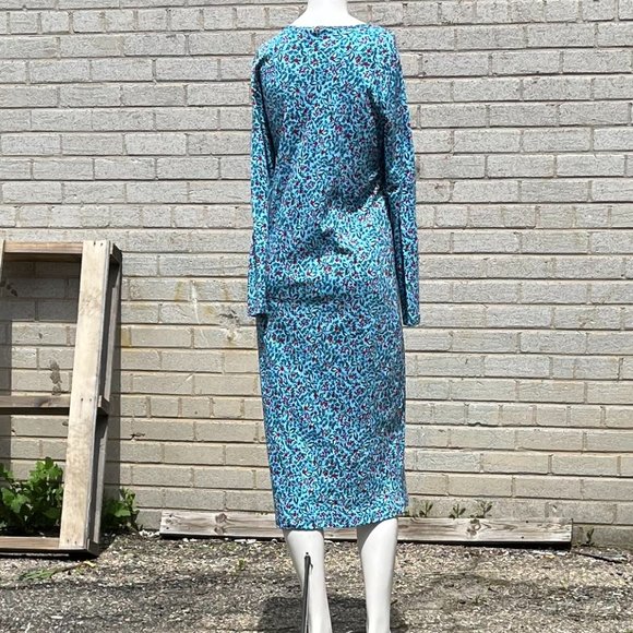 Lands’ End Jersey Floral Cotton Midi LONG SLEEVE Dress NWOT SIZE M - Picture 3 of 5